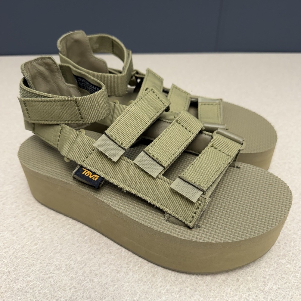 TEVA FLATFORM MEVIA WOMEN SANDALS OLIVE GREEN US 6 /UK 4 /EU 37 /JP 23 - Picture 2 of 9